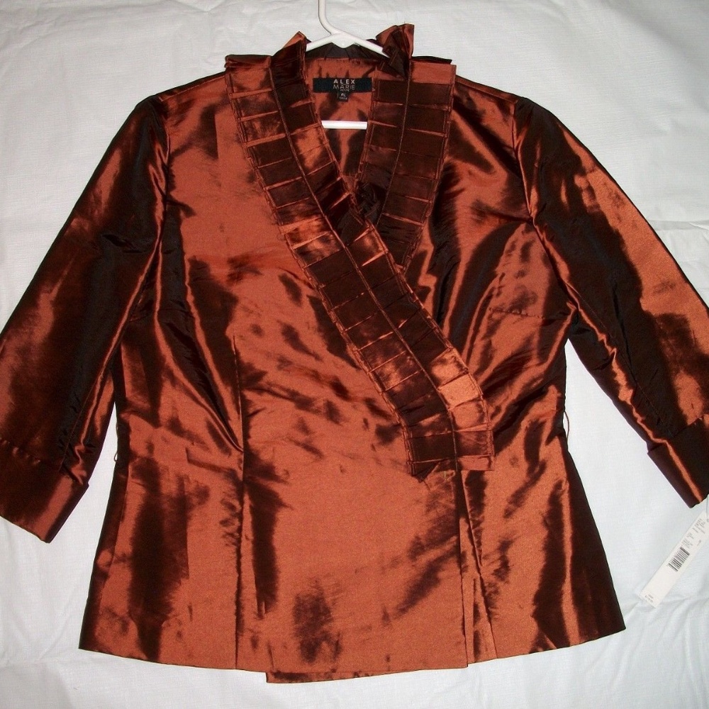 Alex Marie Bronze Satin Wrap Blouse/ Jacket LP